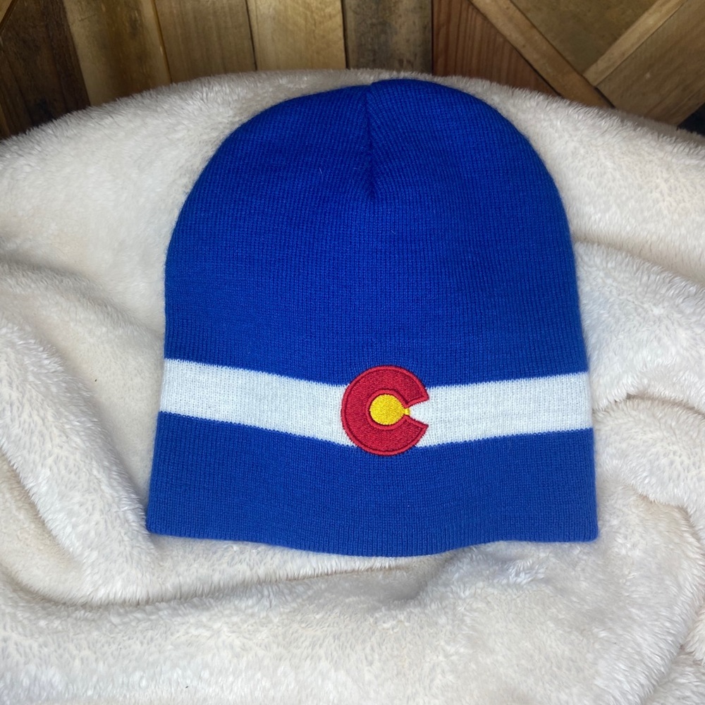 Colorado C logo Blue and White stripe Beanie - Picture 3 of 3